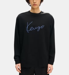 T-shirt à manches longues droit en coton signature Kenzo
