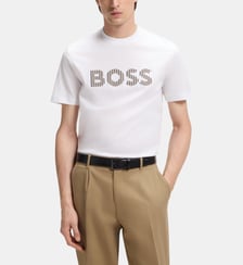 T-shirt en jersey de coton à imprimé rayé BOSS