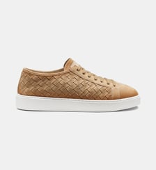 Baskets basses en cuir daim tressées Santoni