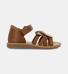 Sandales Poppy spring en cuir motif floral Pom D'Api