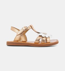 Sandales Plagette en cuir motif floral Pom D'Api