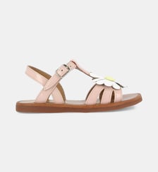 Sandales Plagette en cuir motif floral Pom D'Api