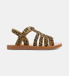 Sandales Plagette Strap en cuir imprimé léopard Pom D'Api