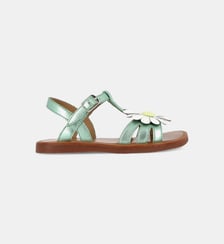 Sandales Plagette en cuir motif floral Pom D'Api