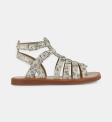Sandales Plagette Gladiator en cuir imprimé léopard Pom D'Api