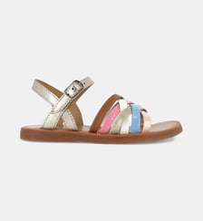 Sandales Plagette Lux en cuir et textile Pom D'Api