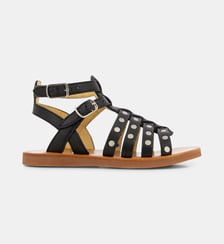 Sandales montantes Plagette Stud en cuir Pom D'Api
