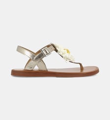 Sandales Plagette Tong Raphia en cuir Pom D'Api