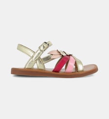 Sandales Plagette Petal en cuir fermeture à boucle Pom D'Api