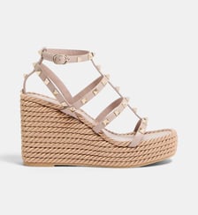 Sandales Compensées Rockstud À brides en cuir de veau Valentino Garavani