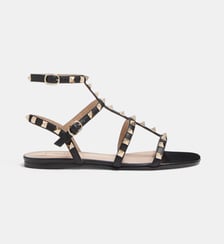 Sandales Basses Rockstud En Veau À Brides Valentino Garavani
