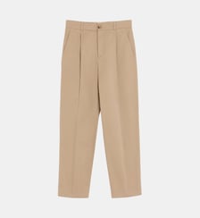 Pantalon droit en gabardine de coton broderie signature Valentino Garavani