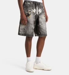 Short large en jean impressions effet usé  A BATHING APE ®