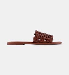 Mules plates Zig Zag cuir tressé Dragon Diffusion