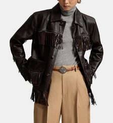Veste chemise en cuir à bordure frangée Polo Ralph Lauren