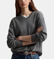 Pull droit col en V en laine signature Polo Ralph Lauren