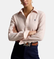 Chemise rayée droite en lin signature Polo Ralph Lauren