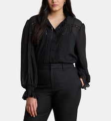 Chemisier en georgette froissée dentelle Lauren Ralph Lauren
