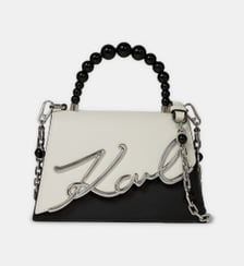 Sac pochette cuir signature à perles Karl Lagerfeld
