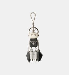 Charm porte-clés robot en cuir Saffiano Prada