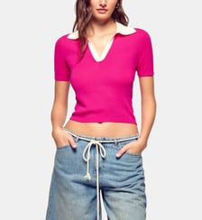 Pull Col Polo Crop Bicolore From Future