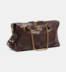Sac moyen Panthea en daim et cuir nappa à motif chevrons Valentino Garavani