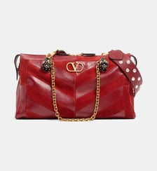 Sac moyen Panthea en daim et cuir nappa à motif chevrons Valentino Garavani