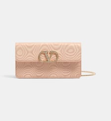Portefeuille à chaîne signature en tissu moiré Valentino Garavani