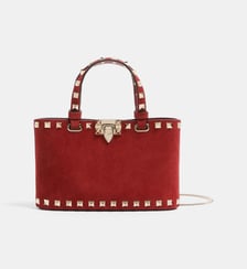 Mini cabas Rockstud en daim Valentino Garavani