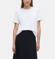 T-shirt droit coton organique col à perles Karl Lagerfeld