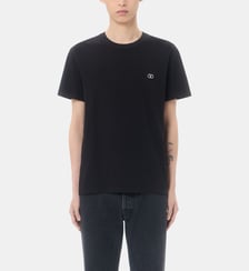 T-shirt droit en coton broderie signature Valentino Garavani