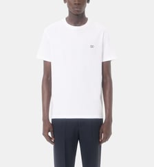 T-shirt droit en coton broderie signature Valentino Garavani