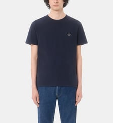T-shirt droit en coton broderie signature Valentino Garavani
