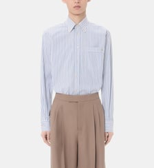 Chemise droite en popeline de coton avec rayures signature Valentino Garavani