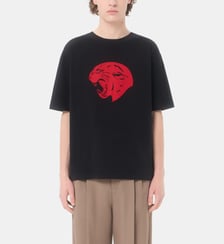 T-shirt droit en coton à imprimé Panther Valentino Garavani