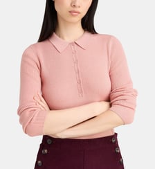 Pull polo droit Okola maille côtelée Jodhpur