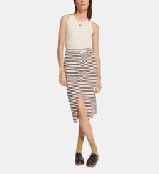 Jupe Doris longue portefeuille en coton motif rayé Roseanna