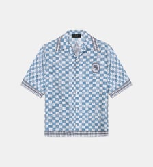 Chemisette Ma Checkered Bowling droite à carreaux signature en soie Amiri