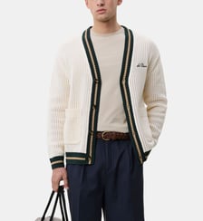 Cardigan maille ajourée détails rayés Les Deux