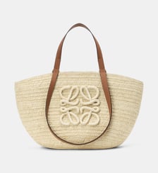 Sac Panier Eclipse Basket Medium en raphia et cuir Loewe