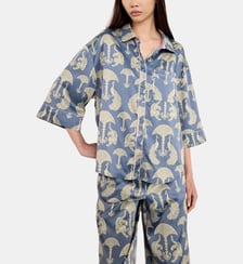 Ensemble de pyjama long imprimé Tigres et Paons en satin Chelsea Peers