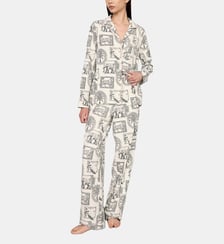 Ensemble de pyjama long imprimé Timbres Safari en coton biologique Chelsea Peers