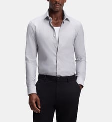 Chemise slim en jersey de coton mélangé à rayures BOSS