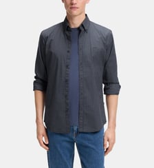 Chemise droite en coton stretch à carreaux vichy BOSS