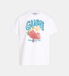 T-shirt droit signature en coton bio Ganni