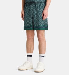 Short fluide monogrammes en soie Casablanca