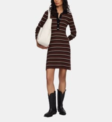 Robe courte à manches longues en laine motif rayé Ganni