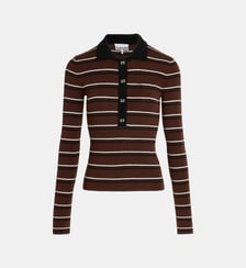 Polo en maille mérinos Mini Ribbed Ganni