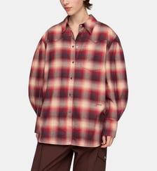 Chemise droite à carreaux en coton signature Ganni