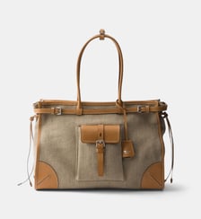Cabas cabas Bonnie en lin et cuir Prada